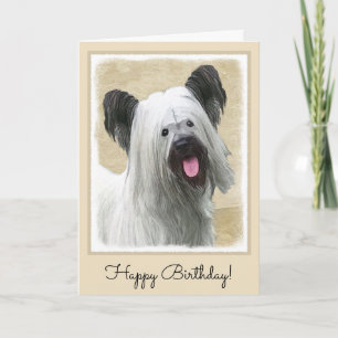 Skye Terrier Painting - Niedliche Original Dog Art Karte