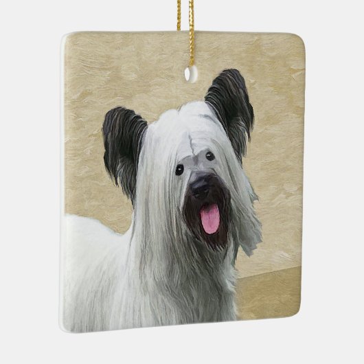 Skye Terrier Painting - Niedliche Original Dog Art Keramikornament (Rechts)