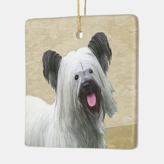 Skye Terrier Painting - Niedliche Original Dog Art Keramikornament (Links)