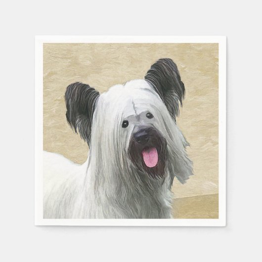 Skye Terrier Painting - Niedliche Original Dog Art Serviette (Vorderseite)