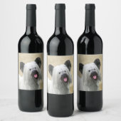 Skye Terrier Painting - Niedliche Original Dog Art Weinetikett (Flaschen)