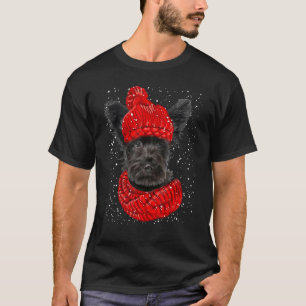 Skye Terrier Red Winter Hat Christmas Scarf Dog T-Shirt