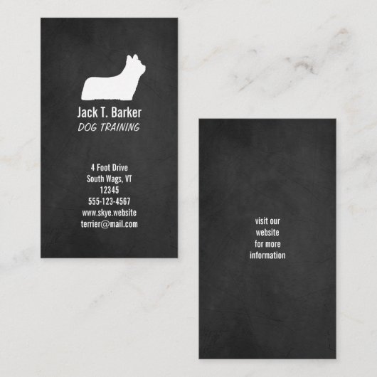 Skye Terrier Silhouette Chalkboard Style Verticle Visitenkarte (Vorne/Hinten)