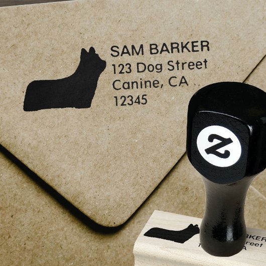 Skye Terrier Silhouette Rücksendeadresse Gummistempel