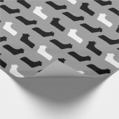 Skye Terrier Silhouetten Muster Geschenkpapier (Ecke)