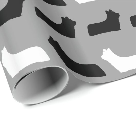 Skye Terrier Silhouetten Muster Geschenkpapier (Rolleneckpunkt)