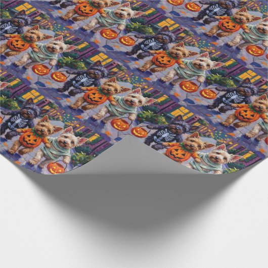 Skye Terrier Trick-oder-Treating Halloween-Kostüme Geschenkpapier (Ecke)