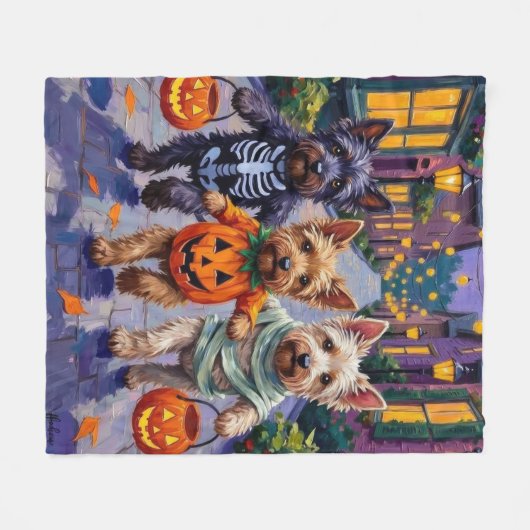 Skye Terrier Trick-or-Treating Halloween Costumes Fleecedecke (Vorderseite (Horizontal))