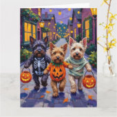 Skye Terrier Trick-or-Treating Halloween Costumes Karte (Gelbe Blume)