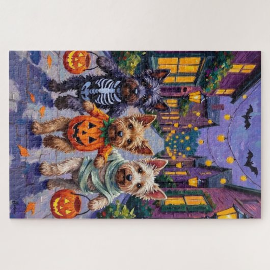 Skye Terrier Trick-or-Treating Halloween Costumes Puzzle (Horizontal)