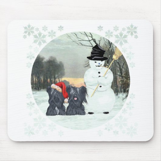 Skye Terrier und Schneemann Mousepad (Vorne)
