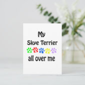 Skye Terrier Walks Design Postkarte (Stehend Vorderseite)