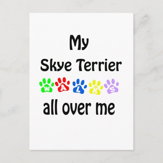 Skye Terrier Walks Design Postkarte (Vorderseite)