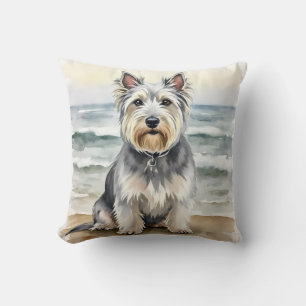 Skye Terrier Wasserfarbe Geschichtetes Band Kunst Kissen