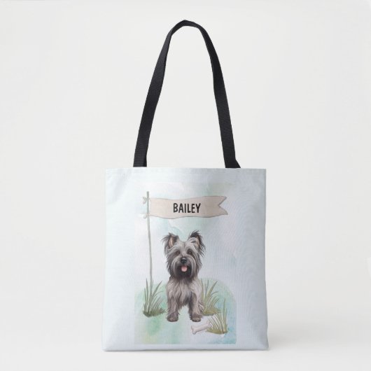 Skye Terrier Wasserfarben personalisierter Hund Tasche (Vorderseite)