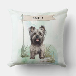 Skye Terrier Watercolor Personalized Dog Kissen