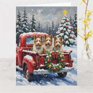 Skye Terrier Weihnachten Roter LKW Urlaub Karte