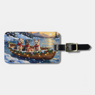 Skye Terrier Weihnachtsboot-Feiertag Gepäckanhänger
