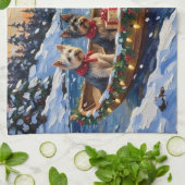 Skye Terrier Weihnachtsboot-Feiertag Geschirrtuch (Gefaltet)