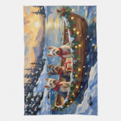 Skye Terrier Weihnachtsboot-Feiertag Geschirrtuch (Vertikal)