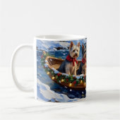 Skye Terrier Weihnachtsboot-Feiertag Kaffeetasse (Links)