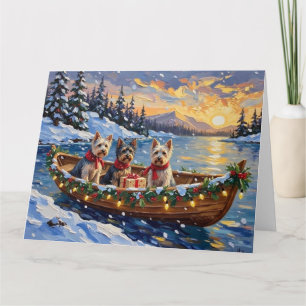 Skye Terrier Weihnachtsboot-Feiertag Karte