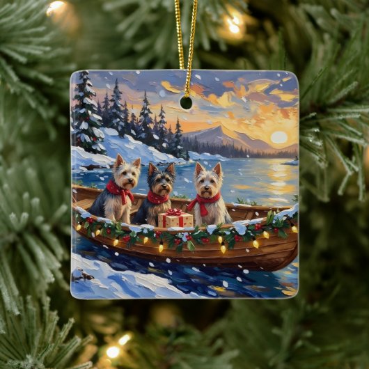 Skye Terrier Weihnachtsboot-Feiertag Keramikornament (Baum)