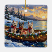 Skye Terrier Weihnachtsboot-Feiertag Keramikornament (Rückseite)