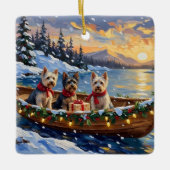 Skye Terrier Weihnachtsboot-Feiertag Keramikornament (Vorderseite)