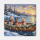 Skye Terrier Weihnachtsboot-Feiertag Magnet (Vorne)