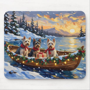 Skye Terrier Weihnachtsboot-Feiertag Mousepad