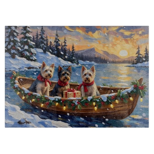 Skye Terrier Weihnachtsboot-Feiertag Schneidebrett (Vorderseite)