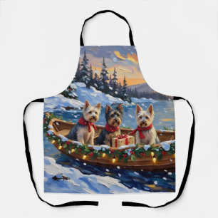 Skye Terrier Weihnachtsboot-Feiertag Schürze