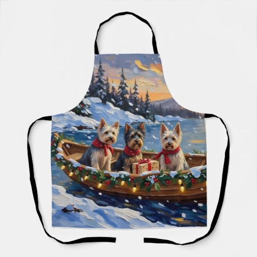 Skye Terrier Weihnachtsboot-Feiertag Schürze (Vorderseite)