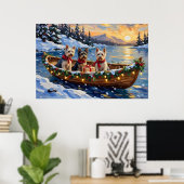 Skye Terrier Weihnachtsboot Urlaub Poster (Heimbüro)