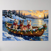 Skye Terrier Weihnachtsboot Urlaub Poster (Vorne)