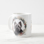 Skye Terrier Weihnachtskranz Festiver Hund Kaffeetasse (Vorderseite Links)