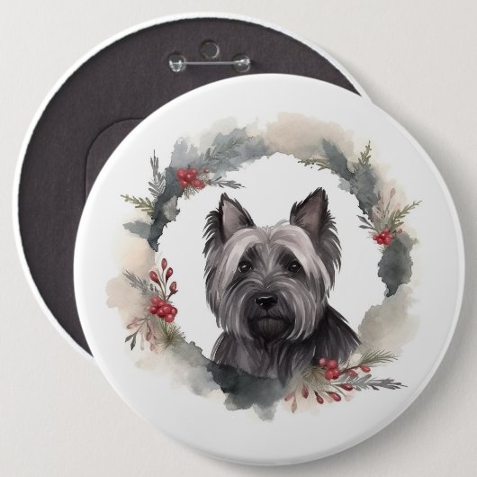 Skye Terrier Weihnachtsmann Festliche Jungfrau Button (Vorne & Hinten)