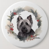 Skye Terrier Weihnachtsmann Festliche Jungfrau Button (Vorderseite)