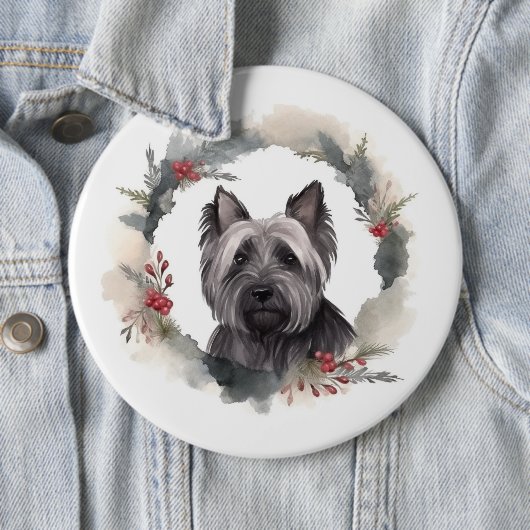 Skye Terrier Weihnachtsmann Festliche Jungfrau Button (Beispiel)