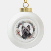 Skye Terrier Weihnachtsmann Festliche Jungfrau Keramik Kugel-Ornament (Vorderseite)