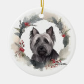Skye Terrier Weihnachtsmann Festliche Jungfrau Keramik Ornament (Vorne)