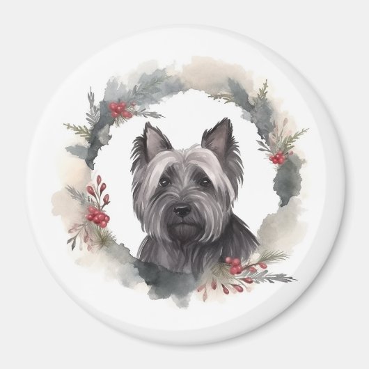 Skye Terrier Weihnachtsmann Festliche Jungfrau Magnet (Vorne)