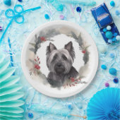 Skye Terrier Weihnachtsmann Festliche Jungfrau Pappteller (Party)