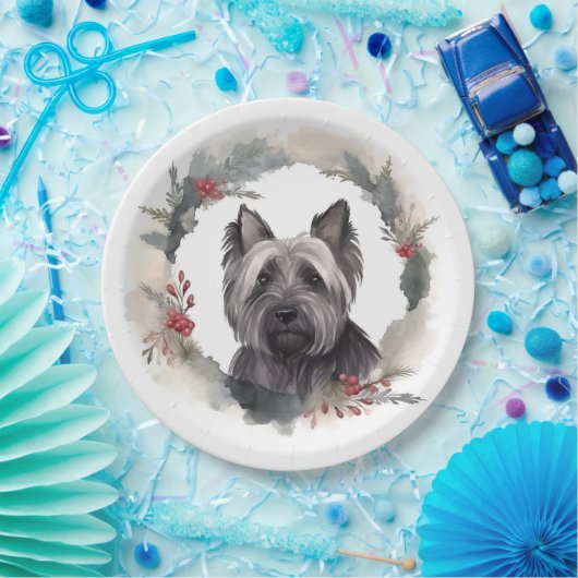 Skye Terrier Weihnachtsmann Festliche Jungfrau Pappteller (Party)