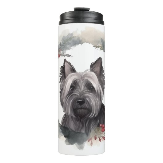 Skye Terrier Weihnachtsmann Festliche Jungfrau Thermosbecher (Vorderseite)