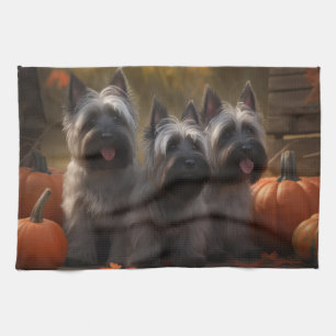 Skye Terrier Welpe Autumn Delight Pumpen Geschirrtuch