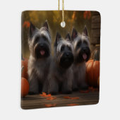 Skye Terrier Welpe Autumn Delight Pumpen Keramikornament (Rechts)