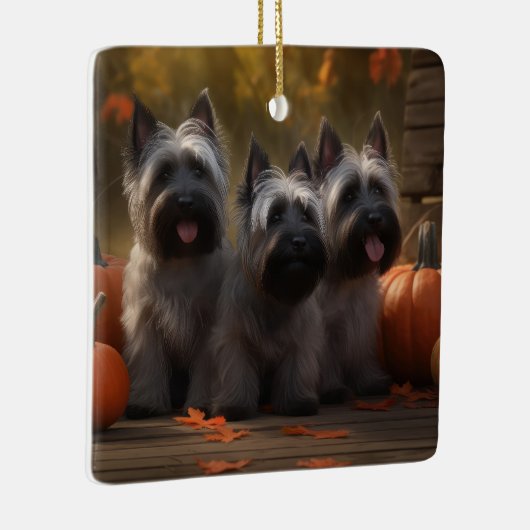 Skye Terrier Welpe Autumn Delight Pumpen Keramikornament (Rechts)