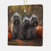 Skye Terrier Welpe Autumn Delight Pumpen Keramikornament (Links)